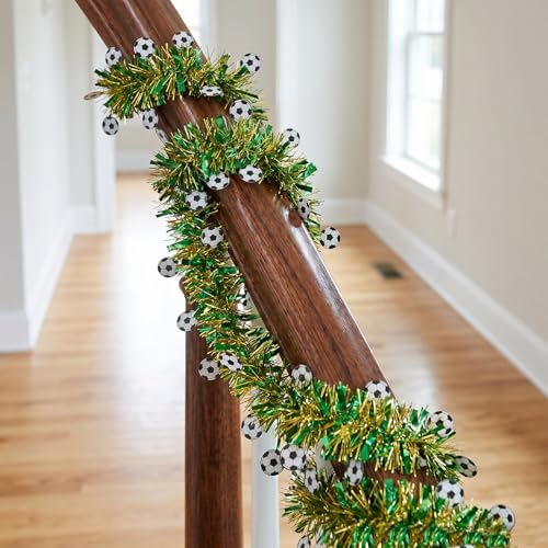 Soccer Garland - Green 50Ft Sports Theme Tinsel for Party Decor