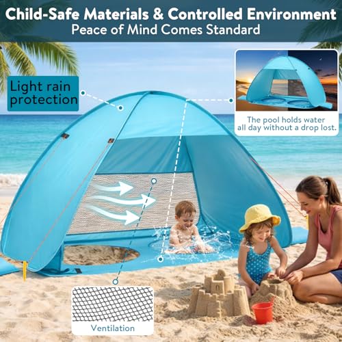 Baby Beach Tent with 2 Built-In Splash Pools UPF 50+ Sun Shade Portable Shade for Infants and Toddlers