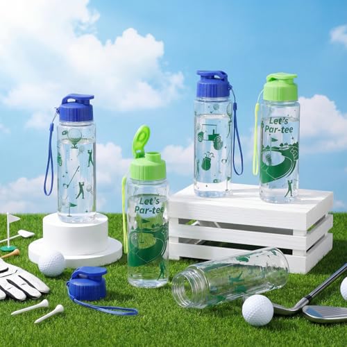 Blue Green Golf Water Bottles 20 Pcs Bulk Sports Drink Cups with Leak-Proof Lids