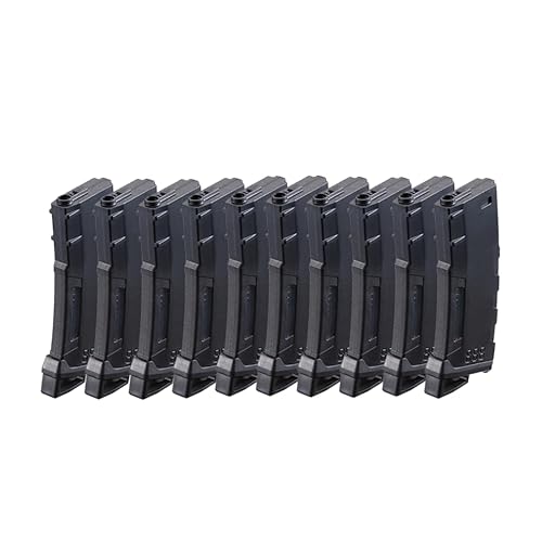 Lancer Tactical Airsoft M4 M16 Series Polymer 130 Round Transparent Window High Speed Mid-Cap Airsoft Magazine- Pack of 10