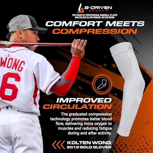 B-Driven Sports Medical Compression Arm Sleeves Medium Black 20-30mmHg Pair