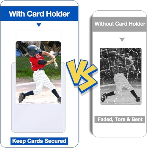 100 Card Sleeves for Baseball & Trading Cards - 3x4 inch Hard Plastic Protectors