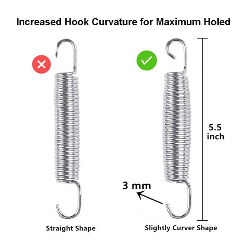Trampoline Springs Heavy Duty 5.5-7Inch Stainless Steel Trampoline Replacement Springs Universal Trampoline Accessories with Spring Tool with 16 Pack (5.5inch)