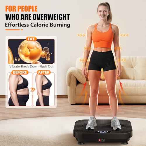 Vibration Plate Exercise Machine, 400 Lbs Capacity Whole Body Vibrating Plate for Lymphatic Drainage, Weight Loss Fat Burner for Home Workout Women Men