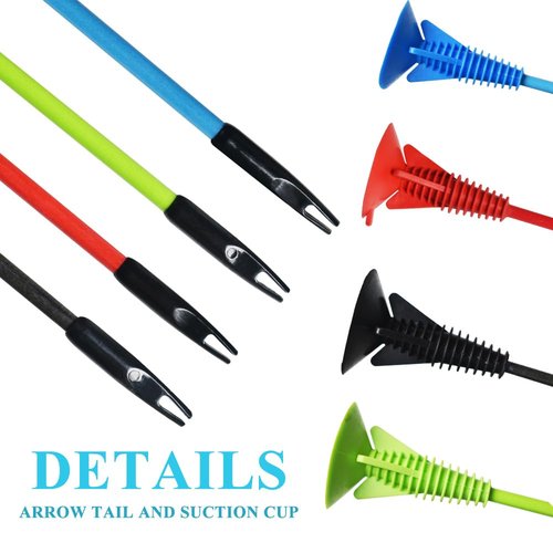 Runzkzy 12 Suction Cup Arrows for Archery Bow, Glass Fiber Sucker Arrow for Youth and Beginner Target Shooting Parctice, Sucker Play Arrows with Rubber Tip for Outdoor Game