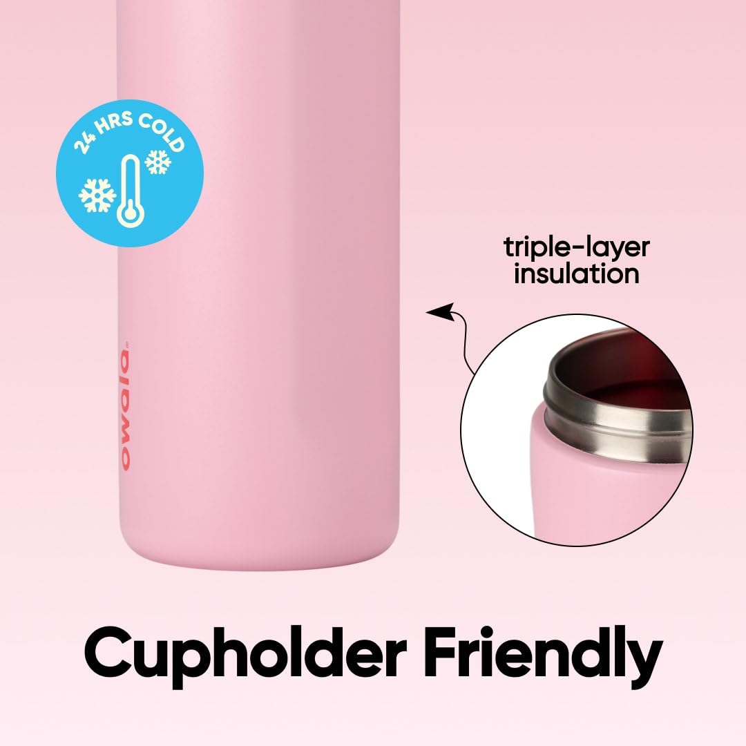 Owala FreeSip Insulated Stainless Steel Water Bottle with Straw for Sports and Travel, BPA-Free Sports Water Bottle, 32 oz, Angel Food Cake