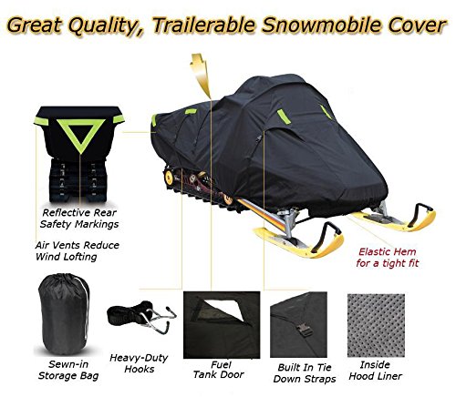 SBU Trailerable Snowmobile Snow Machine Sled Cover Compatible for Ski Doo Bombardier MXZ MX Z X 800 for Model Years 2001-2004. 600 Denier Gear
