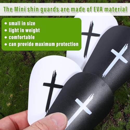 Mini Soccer Shin Guards 2 Pairs Black & White Impact Protection for Men Women