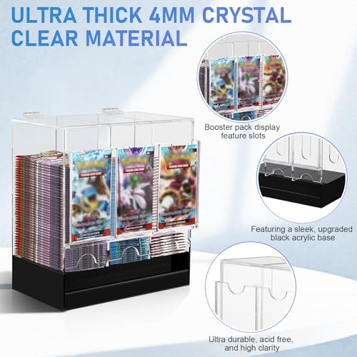 CHEPULA 3-Slot Flip Top Booster Pack Dispenser Acrylic Card Organizer