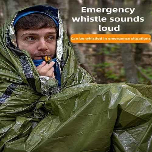 Emergency Survival Tent. 2-Person Tube Shelter Waterproof & Windproof Reusable Thermal Blanket Compact,Lightweight Includes SOS Whistle Perfect for Camping, Hiking, and Emergencies.