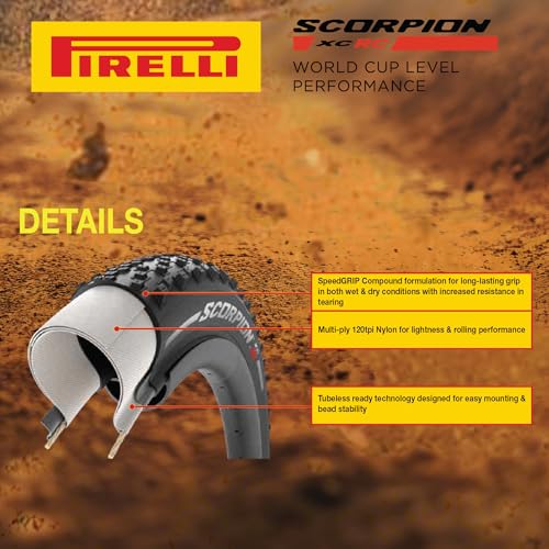 Pirelli Scorpion XC RC Yellow Label (29 x 2.2) Peak Performance for Demanding XC Racing SmartGRIP Compound ProWALL Technology Versatile Tread Design