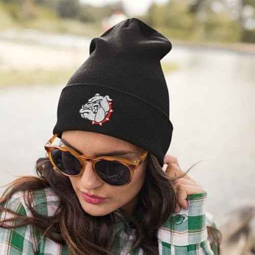 Bulldog Beanie Hat for Men, Funny Dog Head Embroidered Hat, Gifts