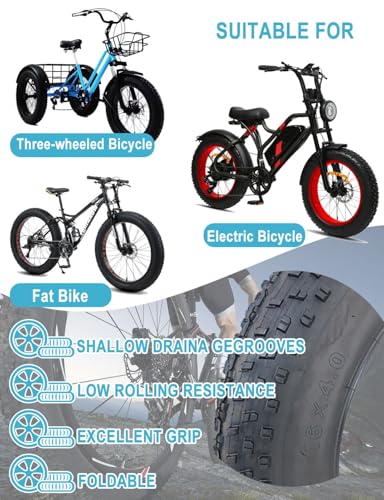 Fat Bike Tire and Inner Tube Set 16x4.0 Inch Replacement for E-Bikes Snowmobiles