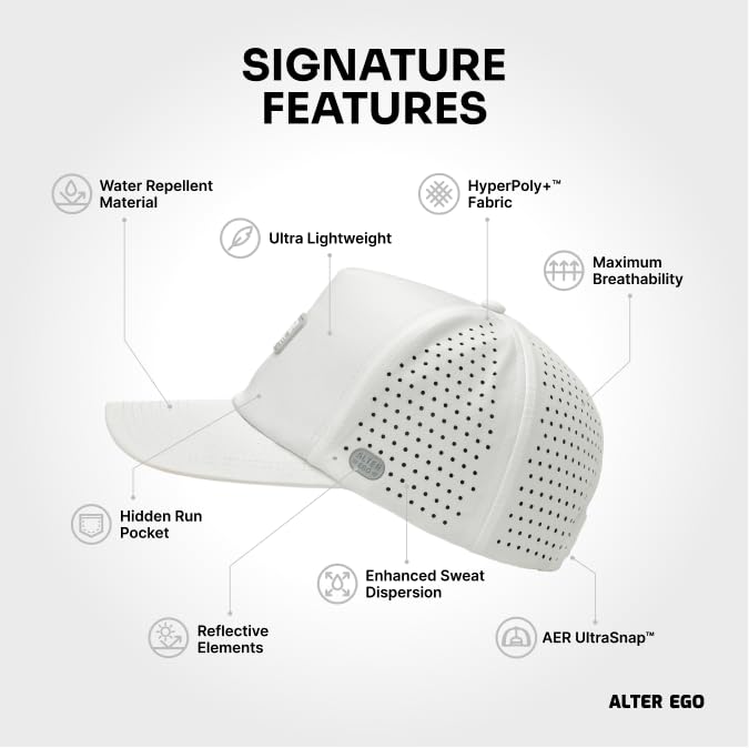 Alter Ego Traveler Splash Performance Hat – White/Grey One Size, Lightweight Water-Repellent Cap