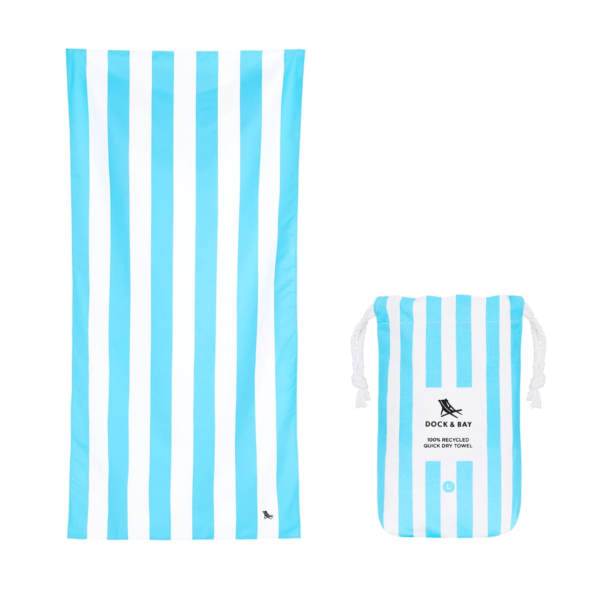 Dock & Bay Quick Drying Towel - for Sports & Gym - Compact, Lightweight - 100% Recycled - Includes Bag - Cabana - Tulum Blue, Medium (130x70cm, 51x27)