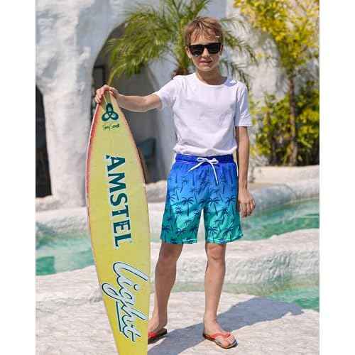 OlyPegic Boys Swim Trunks with Boxer Brief Liner Compression Boy Bathing Suit Quick Dry Beach Swimsuit Toddler Swim Shorts
