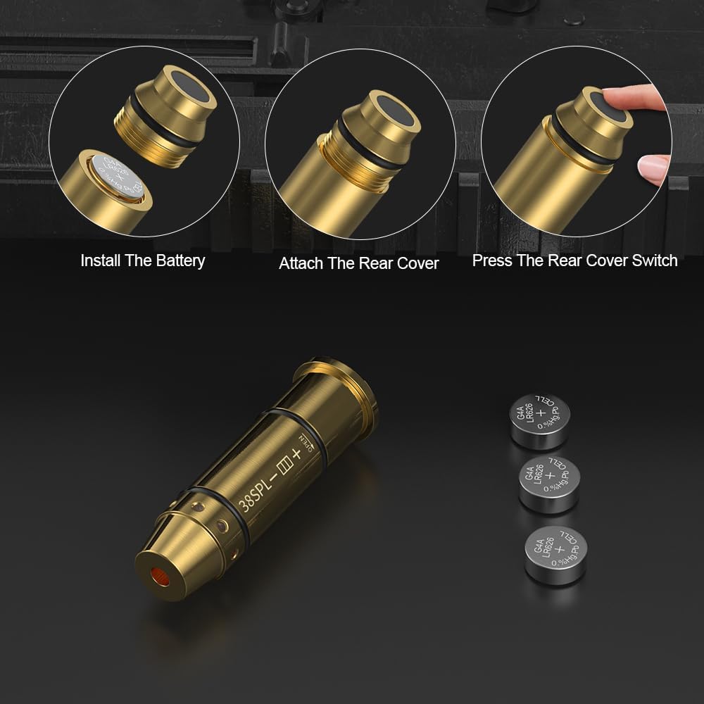 .38SPL Laser Training Cartridge Dry Fire Practice Ammo for Handguns Improve Accuracy & Shooting Skills Laser Bullet Compatible with .38 Special Revolvers