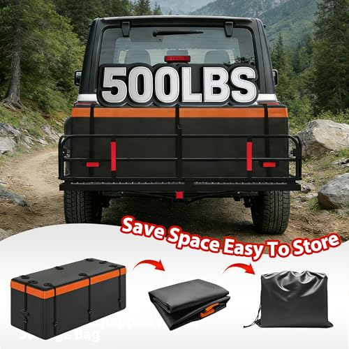 LOCKIETTA 14.4x24x60-Inch Folding Hitch Cargo Carrier Basket 500LBS Waterproof Rack