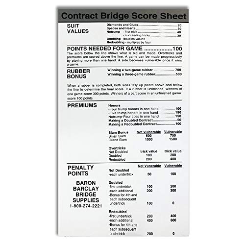 Bridge Score Pads with Scoring Rules - 360 Double-Sided Sheets, 4x7 Inches Set of 6