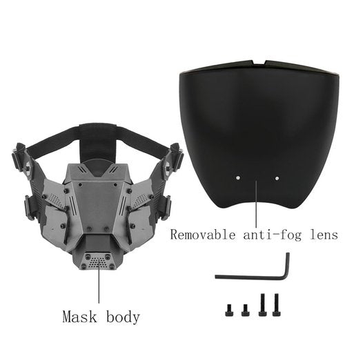 HSAPAZD Tactical Punk Mask Sci-fi Functional Wind Mechanical Role-Playing Mask Half Helmet Technology Sense Paintball Firearms Outdoor Skiing Anti-Fog Goggles CS War Game Protective Equipment