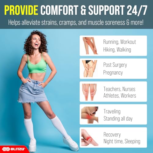 Compression Socks for Men and Women 20-30mmHg Support, Large Black