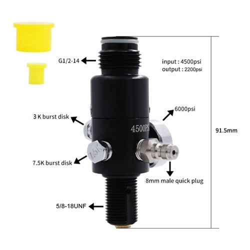 TUXING 4500Psi PCP Paintball Tank 0.38L CE Approved Aluminum Cylinder with Paintball Regulator Valve Regulator Gauge Output Pressure:2200psi-5/8-18UNF