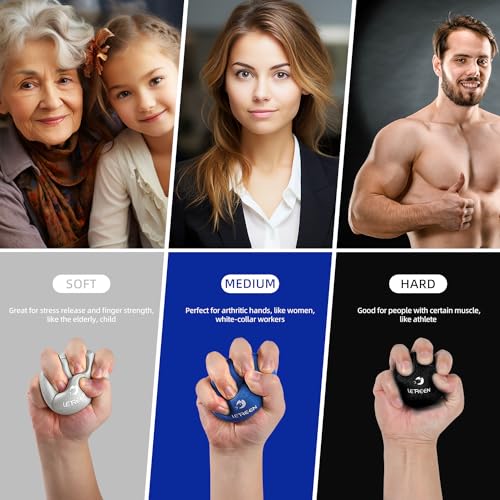 Tri-Density Stress Balls Set of 3 - Black, Sapphire Blue, Grey for Hand Therapy