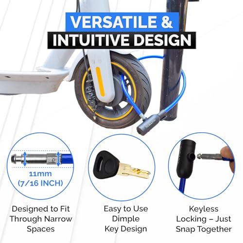 Bike Security Cable Lock Kit 2ft with Keys - Weatherproof Steel, Easy to Use