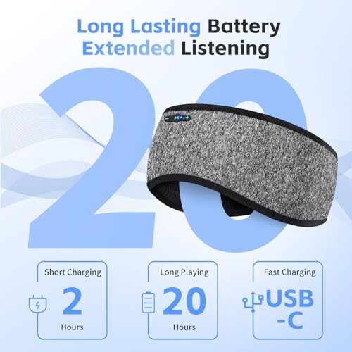 Sleep Headphones Bluetooth Headband for Side Sleepers Black & Grey - Veeniitosr