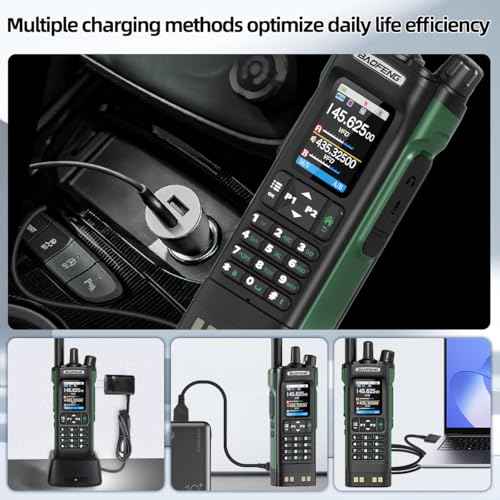 BAOFENG UV-32 Ham Radio Long Range 10W Rechargeable Walkie Talkies UV32 5RM K5 Handheld Two Way Radio NOAA Weather with GPS,APP Programming,Copy Frequency,USB-C Charging for Survival Gear Cruise,2Pack