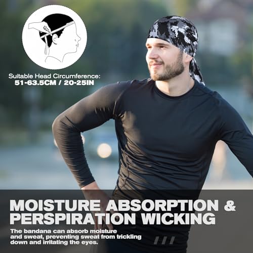 Bandanas Skull Cap for Men Women 3-in-1 Breathable Helmet Liner Neck Widening UV Sun Protection Neck Drape Do Rag Cycling Cap