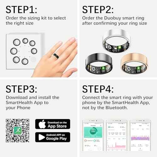 Smart Rings for Women Men, Fitness Ring with Heart Rate, Blood Oxygen, HRV, Pressure, Sleep Tracker, Step Tracker, No Subscription Fee, IP68 Waterproof Smart Ring for iPhone & Android (Black 10#)