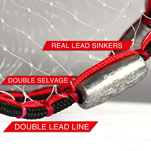 BasicGear 6ft Cast Net with Lead Sinkers - 3/8 Inch Mesh for Bait Fish