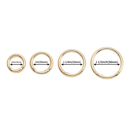 DEVPSISR 15pcs Trigger Spring O Rings Round,Metal Keychain Ring Round Carabiner Clips for Keyrings Buckle, Bags,Purses (Gold, 1 inch)(Gold,1 1/2 inch)