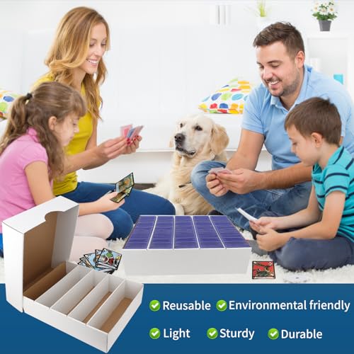 6 Pack Card Storage Box Set - Holds 3700 Trading Cards or 900 Sleeves - White Sports Organizer