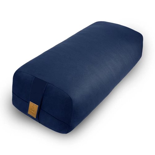 Yoga Bolster (26x10.5x5.5 in) Supportive Cushion for Restorative Yoga Accessories Rectangular Bolster for Stretching & Meditation - 100% Organic Cotton, Removable Washable Cover - Navy Blue