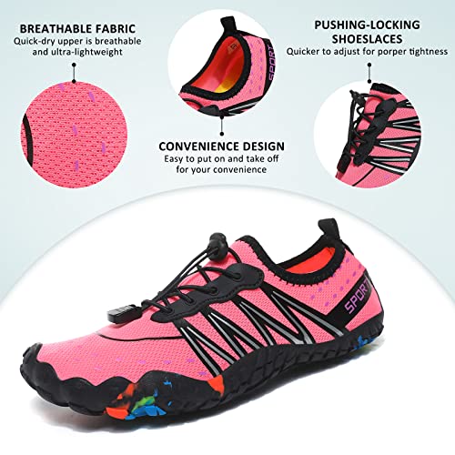 Water Shoes for Men Women Beach Swim Pool Aqua Socks 6 Pink