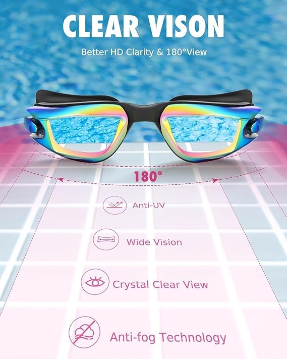 Kids Swim Goggles 3 Pack Anti-Fog Clear Vision Comfort Fit 3-14 Years Variation: Clear Black & Pink Purple & Blue