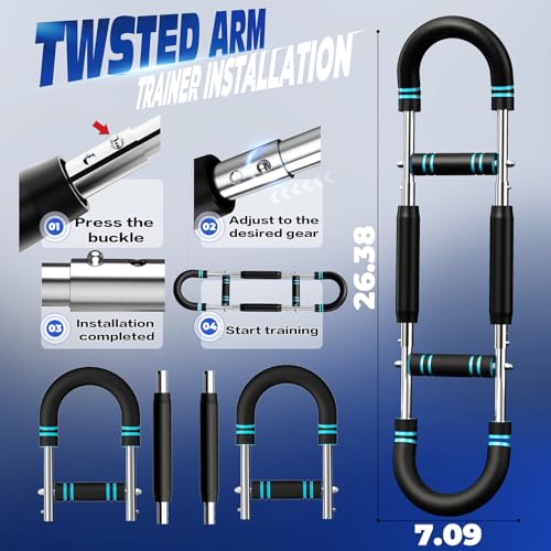 Blue Adjustable Arm & Chest Workout Trainer - 20-60lb Resistance