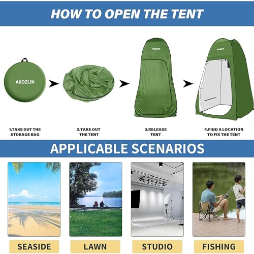 Portable Pop-Up Shower Tent with Silver Coating, 74.8 Inch High