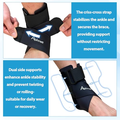 2-Pack Ankle Support Brace for Men & Women, Compression Ankle Wrap with Dual-Sided Stabilizers, Adjustable X-Strap & Open Heel for Sprain Recovery, Joint Stability & Sports Injury Relief