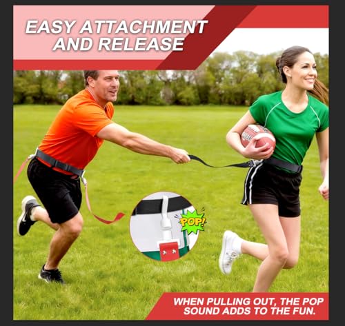 Adjustable Flag Football Set with 2/14 Player Belts and Flags - Youth & Adult Sports Equipment - Variation 14