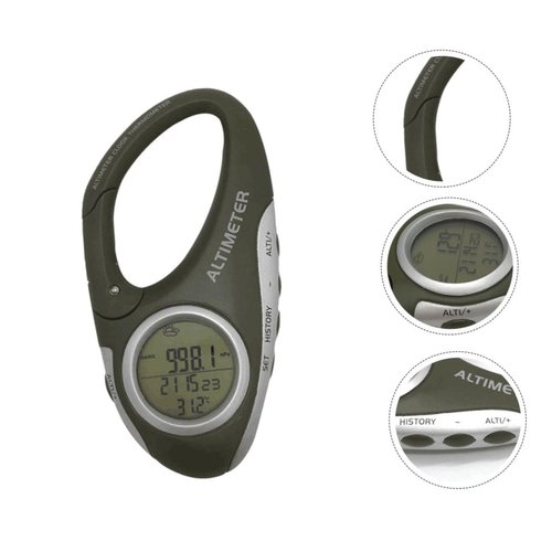 Abaodam Handheld Mountaineering Altimeter with Carabiner Practical Barometer and Thermometer for Simple Design Hiking Enthusiasts
