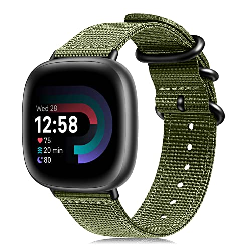 FINTIE Nylon Sport Watch Band for Fitbit Versa 4 & Sense 2 - Olive