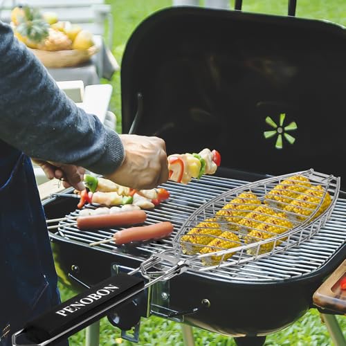Fish Grill Basket for Whole Fish Seafood Vegetables - Non-Stick Stainless Steel