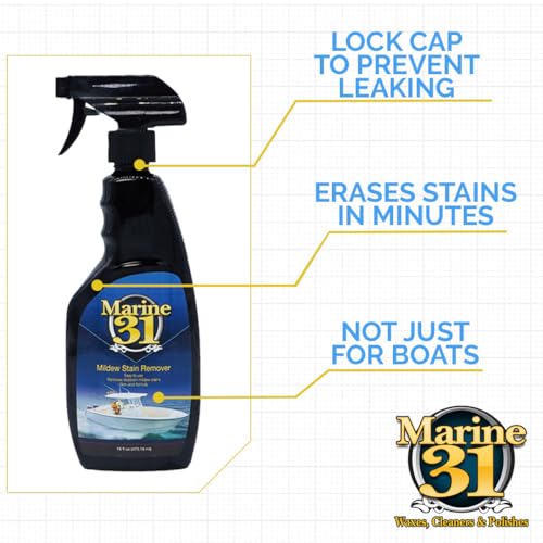16oz Mildew Stain Remover & Cleaner for Boats, Home & Patio - Powerful Mold & Mildew Removal