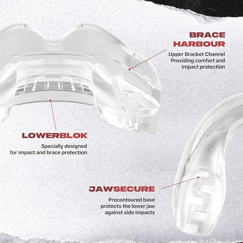 SAFEJAWZ Clear Orthodontic Mouth Guard for Braces - Transparent, One Size with Case