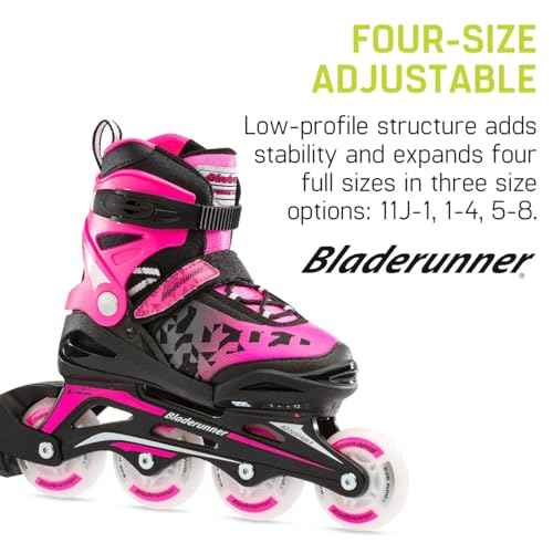 Bladerunner by Rollerblade Phoenix Flash Kid's Adjustable Fitness Inline Skate, Black/Pink