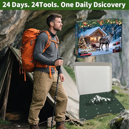Survival Advent Calendar 2025 for Men ? 24 Days Countdown Gift Box for Boyfriend or Husband | Unique Survival Kit & Mini Tools Cool for Men, Teen Boys & Adults