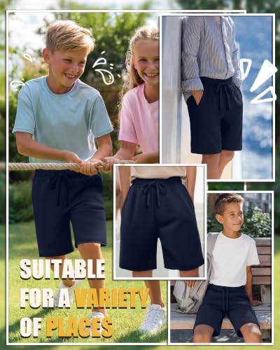 Boys' Athletic Shorts 3 Pack - Navy Blue, Size 14-16 Years, Sportswear